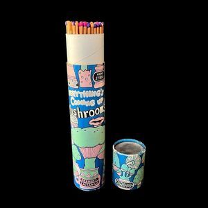 Vintage Fireplace Matchsticks Psychedelic Mushroom Canister